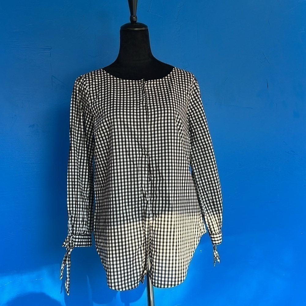 Sanctuary‎ Gingham cotton hidden front Button Black White office business work M
